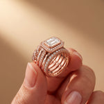 2.35CTW Emerald Cut Lab Grown Diamond Stackable Bridal Ring Set for Women Rose Gold