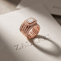 2.35CTW Emerald Cut Lab Grown Diamond Stackable Bridal Ring Set for Women Rose Gold