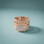 2.35CTW Emerald Cut Lab Grown Diamond Stackable Bridal Ring Set for Women Rose Gold