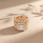2.35CTW Emerald Cut Lab Grown Diamond Stackable Bridal Ring Set for Women Rose Gold