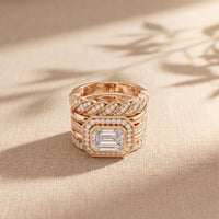 2.35CTW Emerald Cut Lab Grown Diamond Stackable Bridal Ring Set for Women Rose Gold
