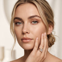 2.35CTW Emerald Cut Lab Grown Diamond Stackable Bridal Ring Set for Women Rose Gold