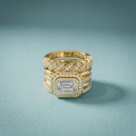 2.35CTW Emerald Cut Lab Grown Diamond Stackable Bridal Ring Set for Women Gold