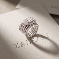 2.35CTW Emerald Cut Lab Grown Diamond Stackable Bridal Ring Set for Women White