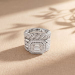 2.35CTW Emerald Cut Lab Grown Diamond Stackable Bridal Ring Set for Women White