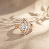 2.05CTW Marquise Cut Lab Grown Diamond East-West Halo Ring for Women Rose Gold