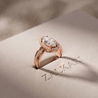 2.05CTW Marquise Cut Lab Grown Diamond East-West Halo Ring for Women Rose Gold
