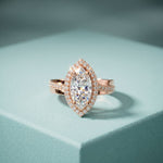2.05CTW Marquise Cut Lab Grown Diamond East-West Halo Ring for Women Rose Gold