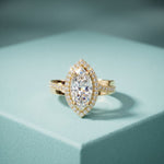 2.05CTW Marquise Cut Lab Grown Diamond East-West Halo Ring for Women Gold