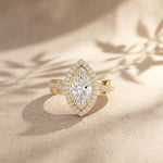 2.05CTW Marquise Cut Lab Grown Diamond East-West Halo Ring for Women Gold