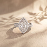 2.05CTW Marquise Cut Lab Grown Diamond East-West Halo Ring for Women White
