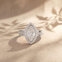 2.05CTW Marquise Cut Lab Grown Diamond East-West Halo Ring for Women White
