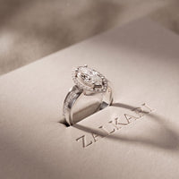 2.05CTW Marquise Cut Lab Grown Diamond East-West Halo Ring for Women White