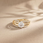 1.05CTW Round Cut Lab Grown Diamond Split Shank Solitaire Ring for Women Gold