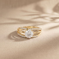 1.05CTW Round Cut Lab Grown Diamond Split Shank Solitaire Ring for Women Gold