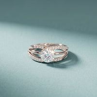 1.05CTW Round Cut Lab Grown Diamond Split Shank Solitaire Ring for Women White