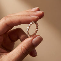 2.10CTW Round Cut Lab Grown Diamond Band Ring for Women Rose Gold