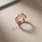 1.20CTW Round & Marquise Cut Lab Grown Diamond Stackable Ring Set for Women Rose Gold