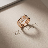 1.20CTW Round & Marquise Cut Lab Grown Diamond Stackable Ring Set for Women Rose Gold