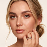 1.20CTW Round & Marquise Cut Lab Grown Diamond Stackable Ring Set for Women Rose Gold