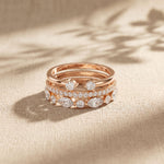 1.20CTW Round & Marquise Cut Lab Grown Diamond Stackable Ring Set for Women Rose Gold