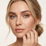 1.20CTW Round & Marquise Cut Lab Grown Diamond Stackable Ring Set for Women Gold