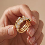 1.20CTW Round & Marquise Cut Lab Grown Diamond Stackable Ring Set for Women Gold