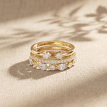 1.20CTW Round & Marquise Cut Lab Grown Diamond Stackable Ring Set for Women Gold