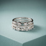1.20CTW Round & Marquise Cut Lab Grown Diamond Stackable Ring Set for Women White
