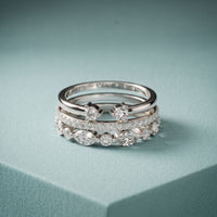 1.20CTW Round & Marquise Cut Lab Grown Diamond Stackable Ring Set for Women White