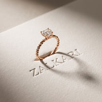 1.30CTW Heart Cut Lab Grown Diamond Twisted Rope Style Ring for Women Rose Gold