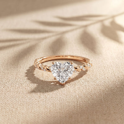 1.30CTW Heart Cut Lab Grown Diamond Twisted Rope Style Ring for Women