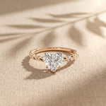 1.30CTW Heart Cut Lab Grown Diamond Twisted Rope Style Ring for Women Rose Gold