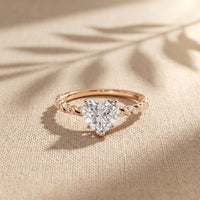 1.30CTW Heart Cut Lab Grown Diamond Twisted Rope Style Ring for Women Rose Gold
