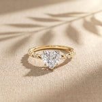 1.30CTW Heart Cut Lab Grown Diamond Twisted Rope Style Ring for Women Gold