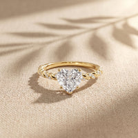 1.30CTW Heart Cut Lab Grown Diamond Twisted Rope Style Ring for Women Gold