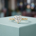 1.30CTW Heart Cut Lab Grown Diamond Twisted Rope Style Ring for Women Gold