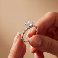 1.30CTW Heart Cut Lab Grown Diamond Twisted Rope Style Ring for Women White