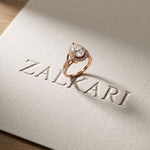 2.35CTW Pear Cut Lab Grown Diamond Romantic Scroll Halo Ring for Women Rose Gold