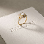 2.5CTW Emerald Cut Lab Grown Diamond Double Halo Engagement Ring for Women Gold