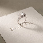 2.5CTW Emerald Cut Lab Grown Diamond Double Halo Engagement Ring for Women White