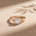 0.50CTW Heart Cut Lab Grown Diamond Halo Solitaire Ring for Women Rose Gold