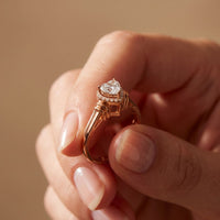 0.50CTW Heart Cut Lab Grown Diamond Halo Solitaire Ring for Women Rose Gold