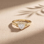 0.50CTW Heart Cut Lab Grown Diamond Halo Solitaire Ring for Women Gold