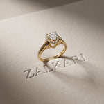 0.50CTW Heart Cut Lab Grown Diamond Halo Solitaire Ring for Women Gold