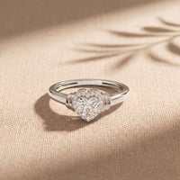 0.50CTW Heart Cut Lab Grown Diamond Halo Solitaire Ring for Women White