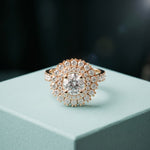 1.95CTW Round Cut Lab Grown Diamond Double Halo Vintage Ring for Women Rose Gold