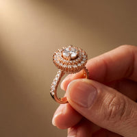 1.95CTW Round Cut Lab Grown Diamond Double Halo Vintage Ring for Women Rose Gold