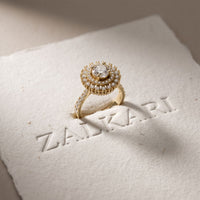 1.95CTW Round Cut Lab Grown Diamond Double Halo Vintage Ring for Women Gold