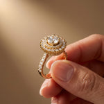 1.95CTW Round Cut Lab Grown Diamond Double Halo Vintage Ring for Women Gold